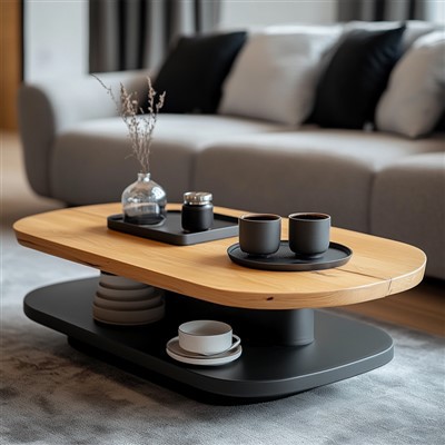 Meja Kopi Kaca Pusingan 2 Level